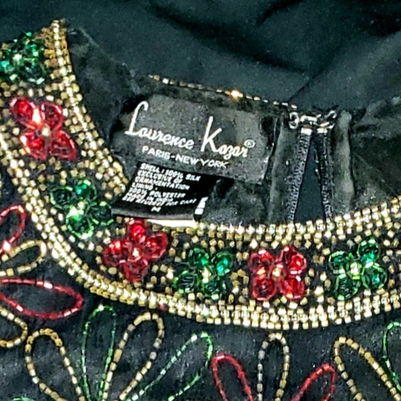 SALE Laurence Kazar Beaded top Black Holiday M - Picture 2 of 5